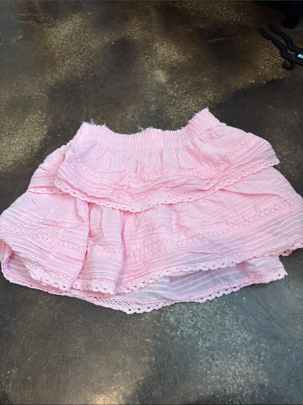 Feminine Pink Tiered Eyelet Skater Skirt
